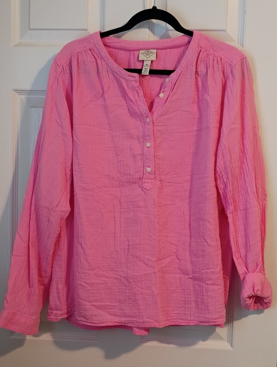 Classic Tops - St John's Bay Pink Lightweight Gauze  Tunic Top